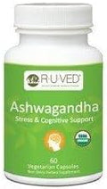 ruved Ashwagandha Capsules - Organic Ashwagandha Root Extract Supplement for Men &amp Women 500mg Per Pill for Adrenal Health and Overall Wellness - 60 Vegetarian Caplets (1 Count)