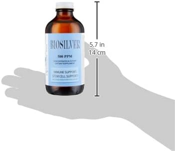 BIOSILVER | Colloidal Silver Liquid | 500 ppm Extra Strength 8 oz with Spray Bottle | Immune &amp Stem Cell Support | Wound Care &amp Superior Healing