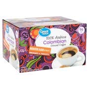 Great Value 100% Arabica Colombian Coffee Pods Medium-Dark Roast 96 Count- 0.33 each (Pack of 1)