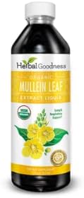 Herbal Goodness Mullein Drops for Lungs - Respiratory Support Mullein Leaf Extract for Lungs Bronchial &amp Lung Detox for Smokers Organic Wild Mullen as Tea Pills Tincture - Made in USA - 12 Fl