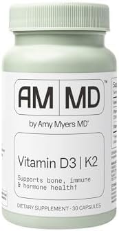 Amy Myers MD Vitamin D3/K2 10000 IU Capsules - Daily Vitamin Supplement for Bone Immune &amp Hormone Health Support - Healthy Mindset &amp Relaxation Aid - 30 Capsules