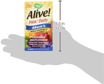 Nature's Way Alive! Men’s Max3 Potency Multivitamins Supports Energy Metabolism* Heart &amp Muscle Function* with Methylated B12 and Folate Gluten-Free 90 Tablets (Pack of 2)