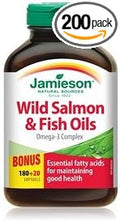 Jamieson Wild Salmon &amp Fish Oils Omega-3 Complex 1000mg 200 softgels Bonus