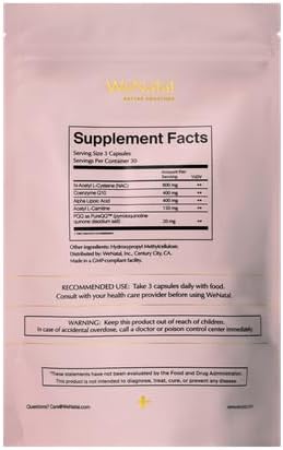 WeNatal Egg Quality+ Supplement. CoQ10 NAC PQQ L-Carnitine Alpha Lipoic Acid Methylated Folate B12 Zinc Vitamin C Supports Egg Health Fertility and Mitochondria 90 Capsules