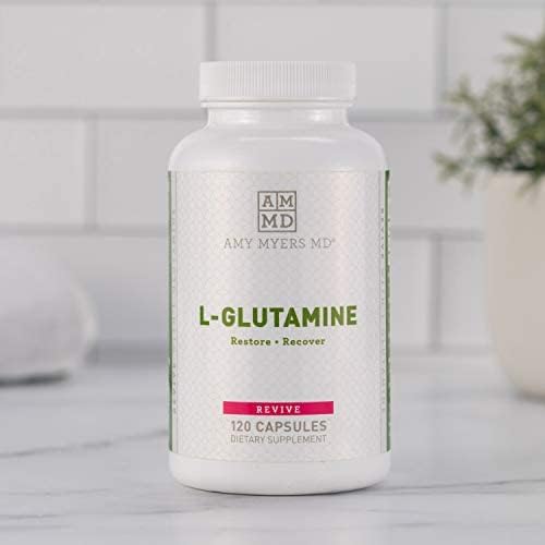 Amy Myers MD L-Glutamine Capsules - Digestion Supplement to Aid Healthy Gut Barrier - Supports Muscle Recovery &amp Aids Against Sweet Cravings - Formula for Immune Health - 120 Capsules (60 Capsules