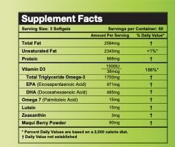 Formulated for Dry Eyes with Triglyceride Ultra Pure Omega-3 Omega-7 Lutein and D3 and a Dry Eye Compress