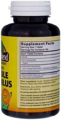 Nature's Blend Acidophilus Chewable Raspberry Flavor - 100 Tablets Pack of 4