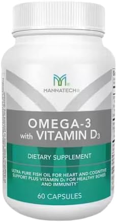 Mannatech Omega-3 with Vitamin D3 for Bone Heart Health and Cognitive Support Made of Pure Fish Oil