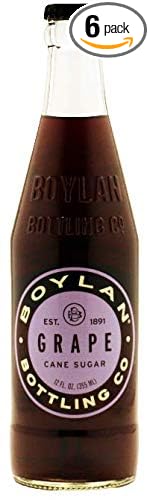 Boylan Bottling Pure Cane Sugar Soda Pop Grape 12 oz Glass Bottles (Pack of 6)