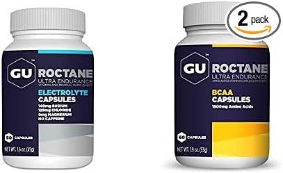 GU Energy Roctane Ultra Endurance Variety Pack Electrolyte Capsules and BCAA Branch Chain Amino Acid with Vitamin B Capsules 2 Bottles (110 Total)