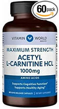 Vitamin World Acetyl L-Carnitine 1000 mg.Amino Acids 60 Capsules