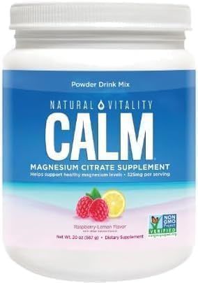 Natural-Vitality Calm Magnesiun Citrate Powder Raspberry Lemon Flavor 20 Ounces+ VSL Sticker