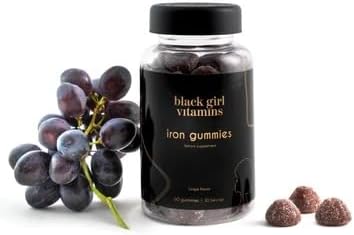 Black Girl Vitamins - Iron Gummies (20 mg) Supports Iron Deficiency &amp Anemia Gluten-Free Gelatin Free Made in The USA (Grape 60 Count) 30 Day Supply (Pack of 2)