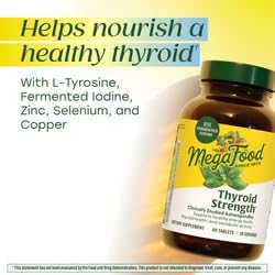 MegaFood Thyroid Strength - Mineral Supplement- Thyroid Support for Women with Ashwagandha Zinc Selenium Copper Iodine &amp L-Tyrosine - 90 Tabs (45 Servings)