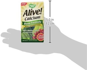 Nature's Way Alive! Calcium Max Absorption 1200 mg Calcium per 4 Tablets with Vitamin D3 Bone Support* Vitamin D3 &amp K2 Magnesium 120 Tablets (Packaging May Vary) (Pack of 2)