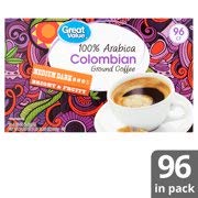 Great Value 100% Arabica Colombian Coffee Pods Medium-Dark Roast 96 Count- 0.33 each (Pack of 1)