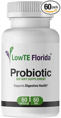 LowTE Florida® Probiotic Supplement - 60 Capsules 60mg Probiotics for Digestive Health and Immune Support with Lactobacillus Acidophilus Lactobacillus Rhamnosus &amp Bifidobacterium Longum