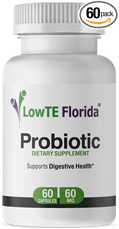 LowTE Florida® Probiotic Supplement - 60 Capsules 60mg Probiotics for Digestive Health and Immune Support with Lactobacillus Acidophilus Lactobacillus Rhamnosus &amp Bifidobacterium Longum