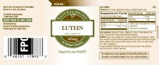 GNC Natural Brand Lutein 40mg Supports Eye Health 30 Softgels