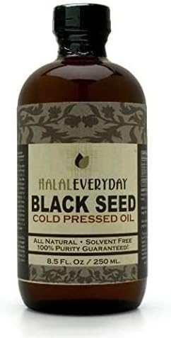 Cold Pressed Black Seed Oil - Glass Bottle Unfiltered Comes with Black Seed Residu Black Cumin Nigella Sativa Non-GMO 100% Pure Blackseed Oil Kalonji Oil (8oz Glass)