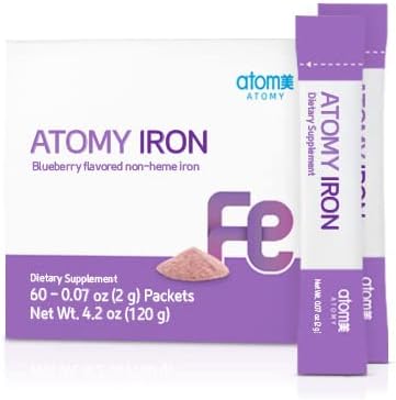 A.T.O.M.Y. Iron Blueberry Flavored Non-heme Iron 60 Packets of 0.07 oz