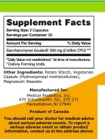 Probiotic Supplement - Saccharomyces Boulardii Supplement for All Ages - Easy to Swallow - Vegetarian Capsules - Supports Immune System &amp GI Health – 60 Capsules