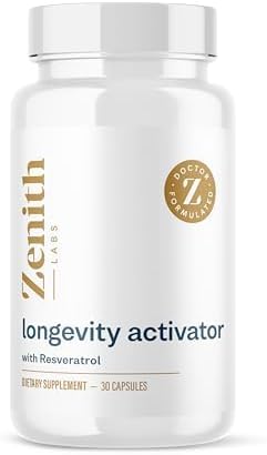 Zenith Labs Longevity Activator Anti-Aging Supplement Dietary Supplement Natural Antioxidants with Resveratrol - Supports Immune Function and Healthy Memory