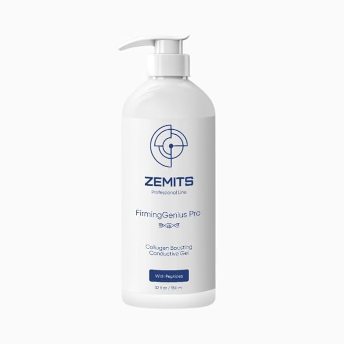 Zemits FirmingGenius Pro | Conductive Gel with Peptides Hyaluronic Acid &amp Vitamin E | Hydrating Non-Greasy | For Facial &amp Body Beauty Devices (32 fl oz)