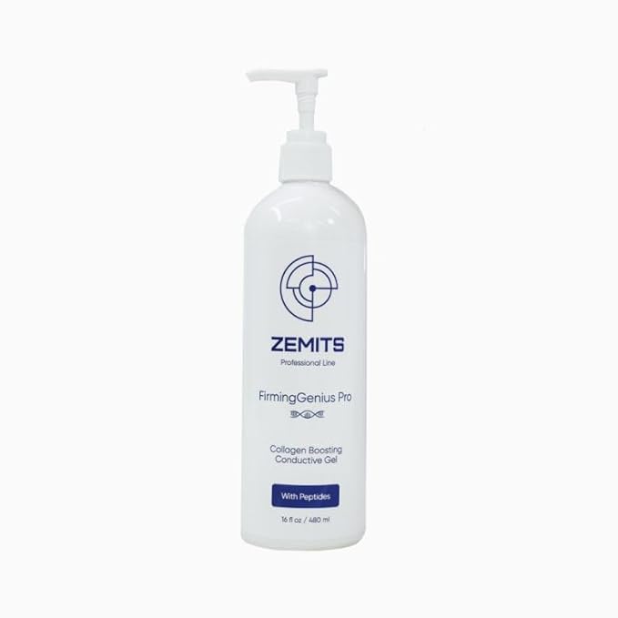 Zemits FirmingGenius Pro | Conductive Gel with Peptides Hyaluronic Acid &amp Vitamin E | Hydrating Non-Greasy | For Facial &amp Body Beauty Devices (16 fl oz)