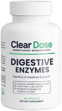 Digestive Enzymes with Probiotics – Broad Spectrum Enzyme Formula for Digestive Support Bloating &amp Gas Relief Lactase Protease Lipase – 60 Capsules
