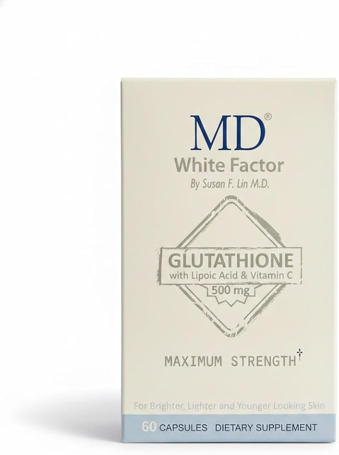 MD White Factor - Glutathione Supplement with Effective Antioxidants Vitamin C &amp Lipoic Acid | (60 Capsules)