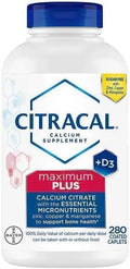 Citracals Maximum Plus Calcium Citrate + D3 280 Caplets Calcium Citrate 650 mg+and Vitamin D 25 mcg+Zinc 5.5 mg
