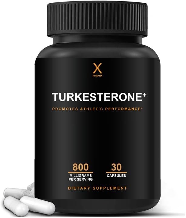 HUMANX Turkesterone+ 800mg - USA Third Party Tested (Similar to Ecdysterone) for Muscular Development &amp Dynamic Athletic Performance - Natural Anabolic - Non GMO Vegan - Turkesterone Supplement