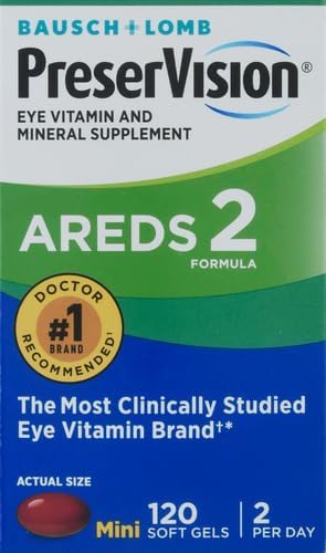 PreserVision AREDS 2 Eye Vitamins #1 Eye Doctor Recommended Brand Lutein and Zeaxanthin Supplement with Vitamin C Vitamin E Zinc and Copper Softgels (Minigels) 120 Count (Pack of 2)