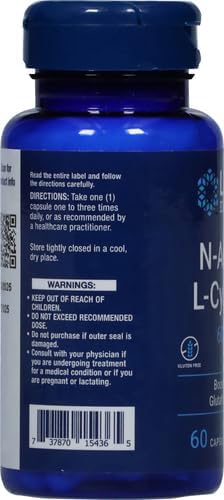 Life Extension N-Acetyl-L-Cysteine (NAC)ImmuneRespiratoryLiver HealthNAC 600 mgPotent antioxidant SupportFree-radicalsEasy to Absorb60 Capsules(Pack of 2)