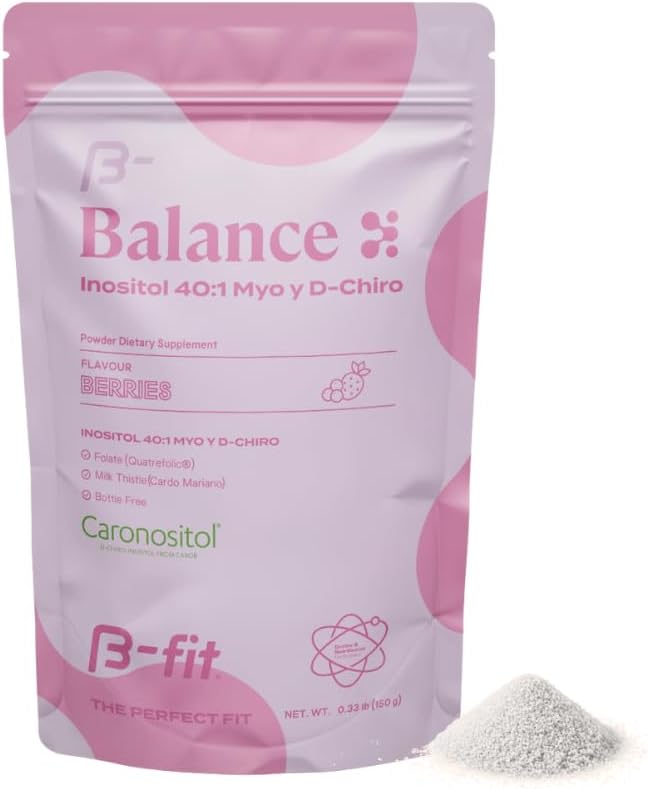 B-FIT B Inositol Balance - Inositol 40:1 Myo &amp D-Chiro - Supports Hormone Balance and Ovarian Health - Powdered Food Supplement - Berry Flavor - Folic Acid - 150g