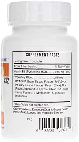 Systemic Formulas #32 Bio Function Gb Pituitary/Pineal 60 Capsules. Supports Mental Clarity and Focus and Normal circadian Rhythms.