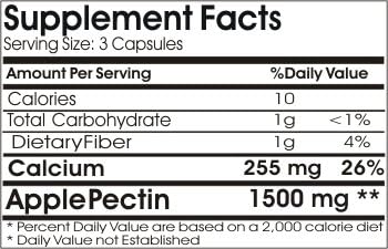Apple Pectin 1500mg ~ 180 Capsules - No Additives ~ Naturetition Supplements