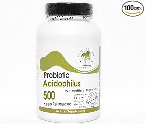 Probiotic Acidophilus - 500 Million Live Active Cultures - Keep Refrigerated ~ 100 Capsules - No Additives ~ Naturetition Supplements