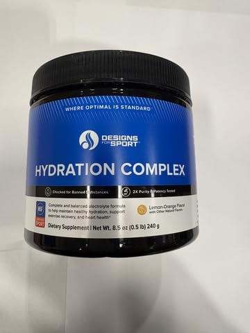 Designs for Sport Hydration Complex - Supports Hydration &amp Skeletal Muscle Function* - Electrolytes with D-Ribose &amp Vitamin C - Lemon-Orange Flavor - 8.5 oz 30 Servings