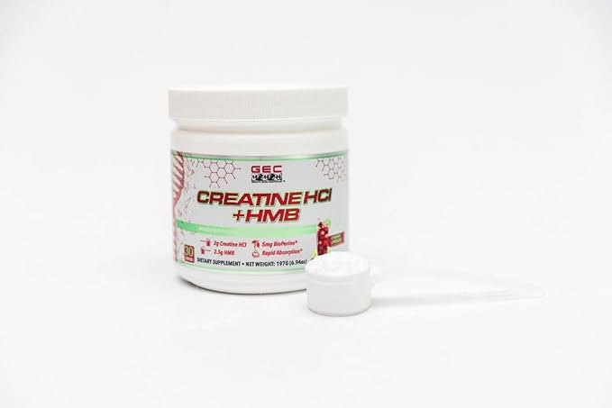 Creatine HCl + HMB for Athletes – Performance &amp Recovery Formula – 2g Creatine HCl 2.5g HMB – Fast Absorption No Bloat No Loading – 30 Servings – GEC (Standard Cherry Limeade)