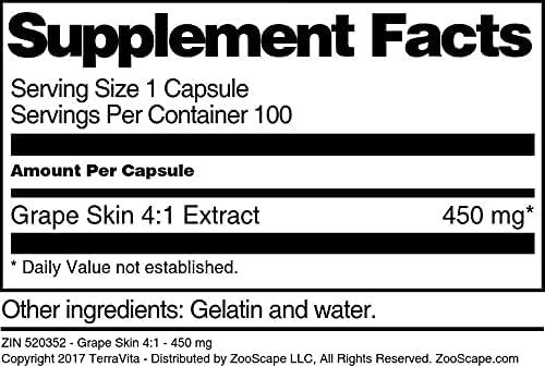 Grape Skin 4:1-450 mg (100 Capsules ZIN: 520352) - 3 Pack