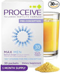 Proceive Max Tailored Fertility Supplement for Men Pre Conception Vitamins Minerals and Amino Acids with Vitamin D Zinc Selenium and Vitamin E 30 Vegan Drink Mix Packets Orange Flavor