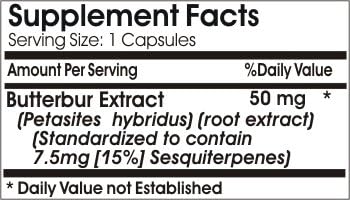 Butterbur Standardized Extract 50mg // 180 Capsules // Pure // by PureControl Supplements