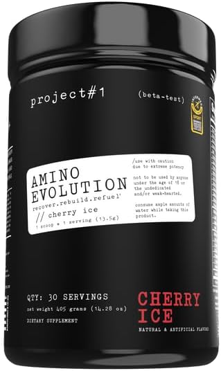 Project #1 AminoEVolution: Muscle Support &amp Recovery | BCAA's EAA's Electrolytes Powder | Keto-Friendly Energy Boost | Pre Workout for Men &amp Women | 30 Servings - Cherry Ice | Amino Acids