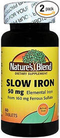 Nature's Blend Slow Iron 50mg 60 Tablets Per Bottle (Pack of 2)