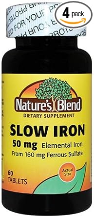 Nature's Blend Slow Iron 50mg 60 Tablets Per Bottle (Pack of 4)