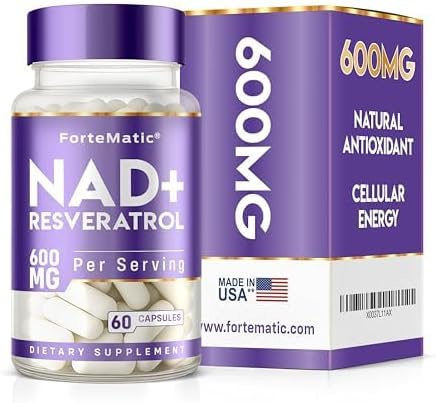 NAD+ Resveratrol Natural Antioxidant Cellular Energy Supplement 600mg 60 Capsules Made in USA