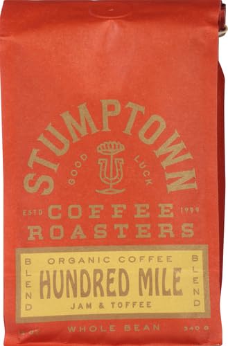 Stumptown Coffee Roasters Medium Roast Organic Whole Bean Coffee - Hundred Mile 12 Ounce Bag with Flavor Notes of Jam and Toffee (Pack of 2)