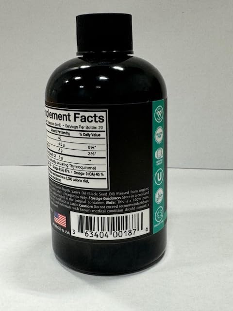SprinJene Natural® 100% Pure Organic Black Seed Oil Cold Pressed for Oral Wellness Nigella Sativa Black Seed Oil Black Cumin Seed Oil Organic Omega 3 6 9 Nourishes Skin Supports Joint 3.5fl 2pk